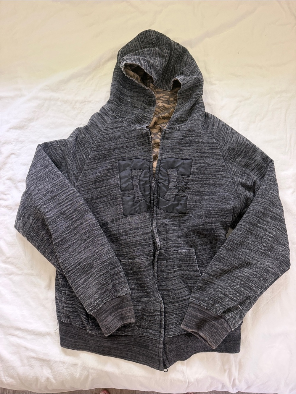 DC Men's Gray Heather/Reversible Camo Hooded Windbreaker/Hoody